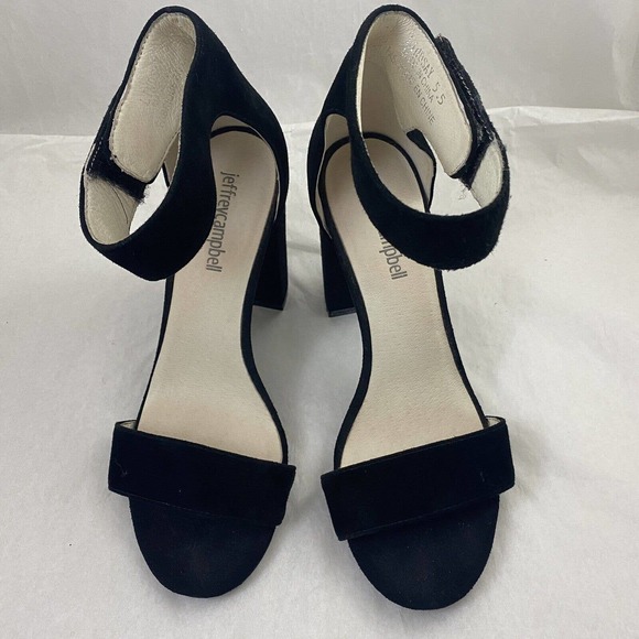 Jeffrey Campbell Lindsay Sandal Open Toe Black Suede Ankle Strap Block H… - Picture 4 of 7